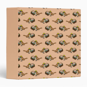Funny Cute Bird with Colorful Eggs Basket Pattern Binder