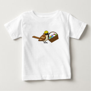 Funny Cute Bird with Colourful Eggs Basket Baby T-Shirt