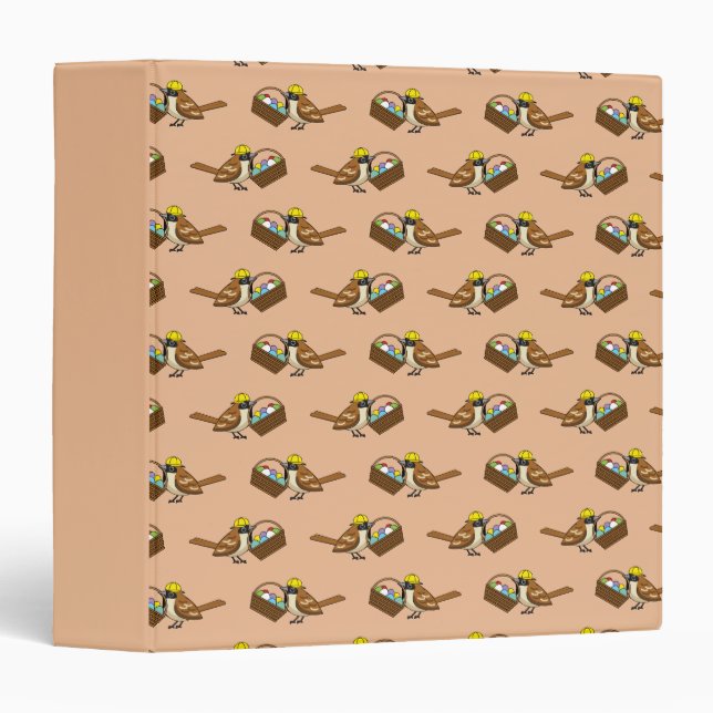 Funny Cute Bird with Colourful Eggs Basket Pattern Binder (Front/Spine)