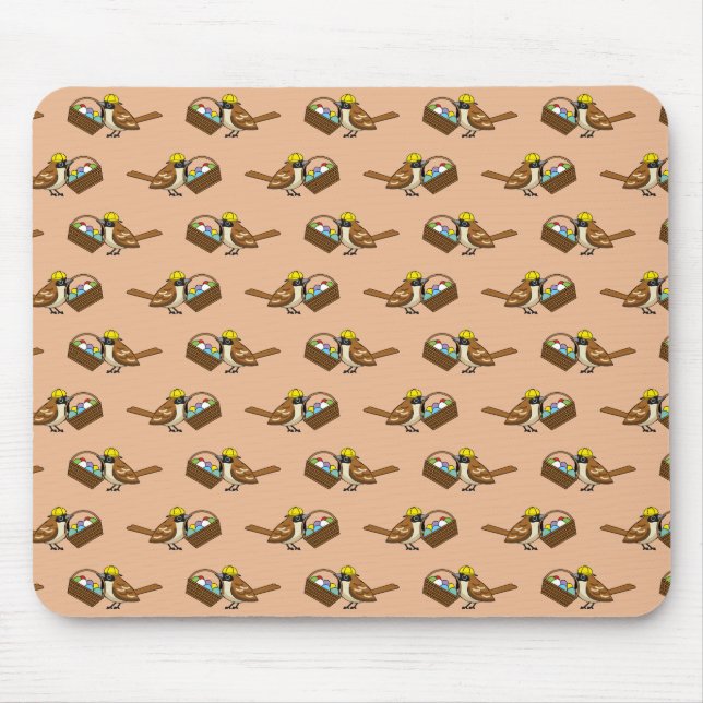 Funny Cute Bird with Colourful Eggs Basket Pattern Mouse Pad (Front)