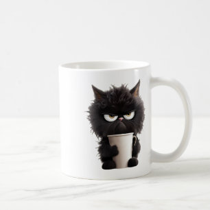 Funny Cute Black Cat Coffee Angry  Mug