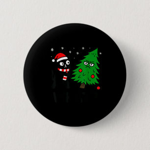 Funny Cute Black Cat What Jamas Christmas Tree Cos 2 Inch Round Button