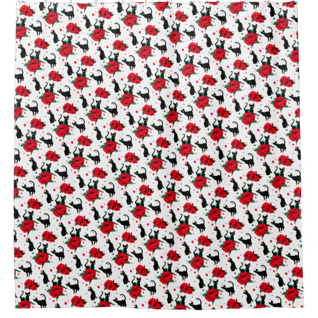Funny Cute Black Cats Red Roses Pattern (Front)