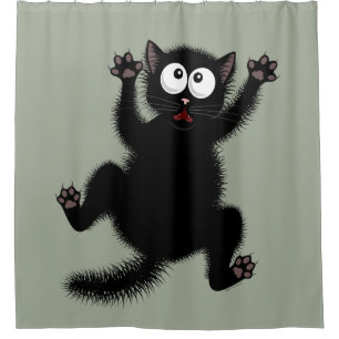 Funny Cute Black Scared Cartoon Cat, kitten