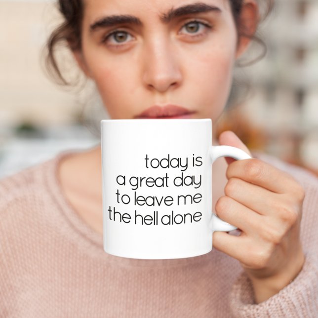 Funny Cute Black Today Is A Great Day Text Coffee Mug (Creator Uploaded)