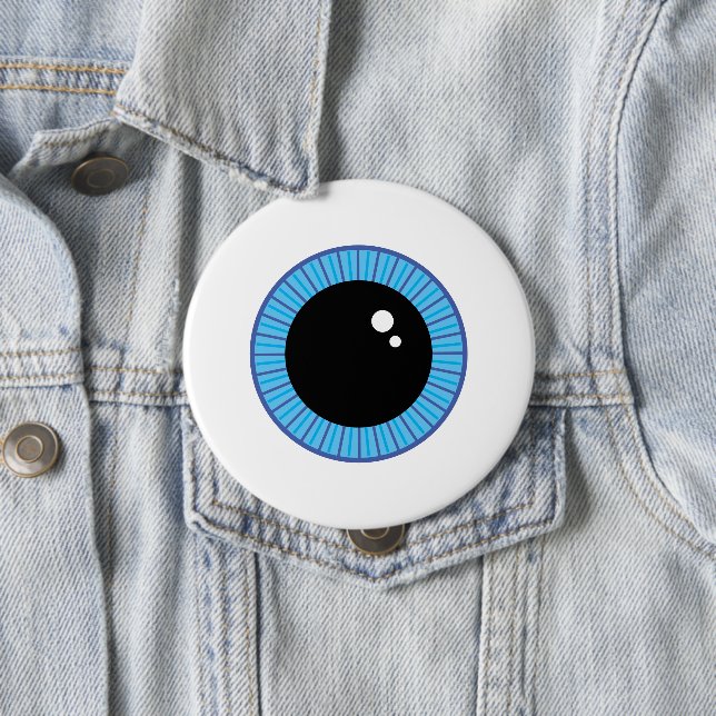 Funny Cute Blue Eyeball 4 Inch Round Button (In Situ)