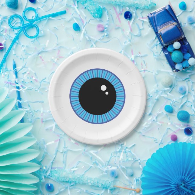 Funny Cute Blue Eyeball Paper Plate (Party)