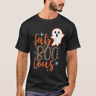 Funny Cute Boo Ghost Halloween Fab-Boo Lous Leopar T-Shirt