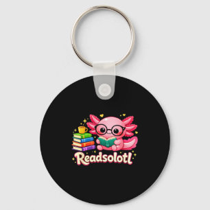 Funny cute bookworm axolotl readsolotl books pets keychain