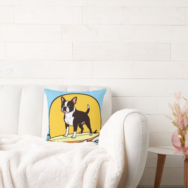 Funny Cute Boston Terrier Home Throw Pillows (Couch)