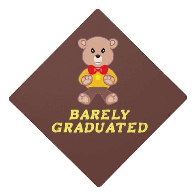 Funny Cute Bowtie Bear Graduation Cap Topper (Front)