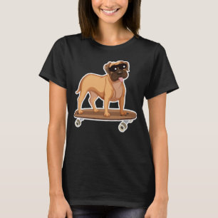 Funny Cute Boxer Dog Riding a Skateboard Skater Bo T-Shirt