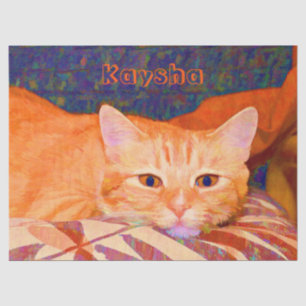 Funny Cute Bright Orange Tabby Cat Decoupage Tissue Paper