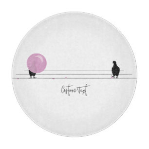 Funny Cute Bubblegum Birds on a Wire White Cutting Board