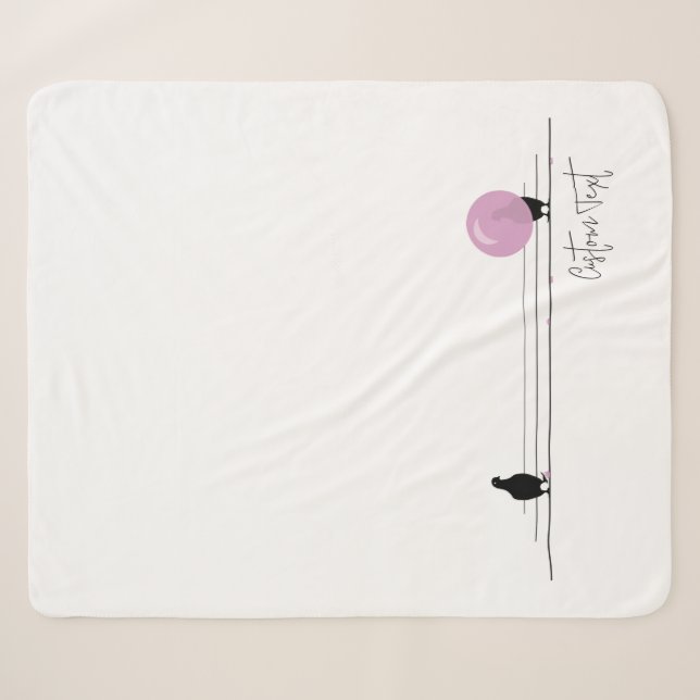 Funny Cute Bubblegum Birds on a Wire White Sherpa Blanket (Front (Horizontal))
