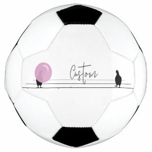 Funny Cute Bubblegum Birds on a Wire White Soccer Ball