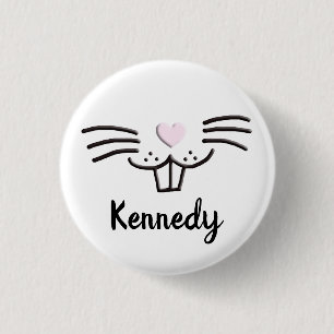 Funny cute bunny face custom name Easter egg hunt 1 Inch Round Button