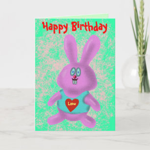 Funny cute bunny Happy Birthday card