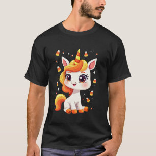 Funny Cute Candy Corn Unicorn Halloween Party Cost T-Shirt
