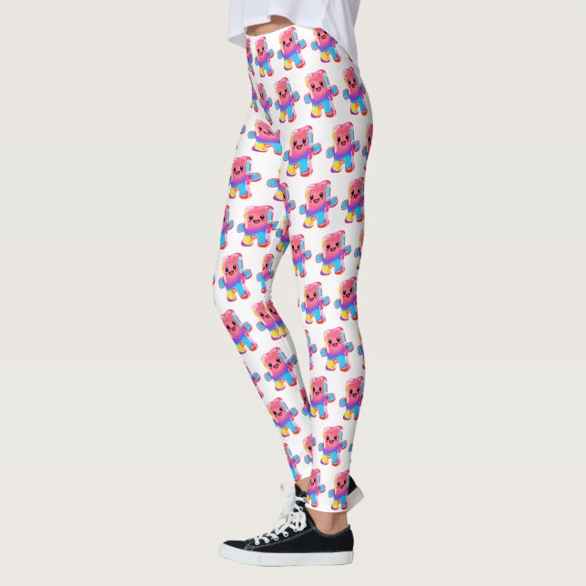 Funny Cute Candy Gimme Gummy Bear Leggings (Left)