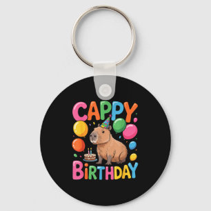 Funny Cute Capy Capybara Animal Birthday Party Sup Keychain