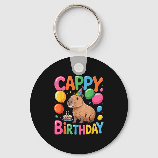Funny Cute Capy Capybara Animal Birthday Party Sup Keychain (Front)