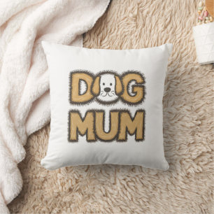 Funny cute cartoon dog mum mother's day throw pillow