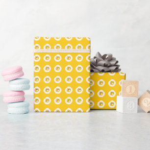 Funny Cute Cartoon Eggs Humour Food Pun Orange Wrapping Paper