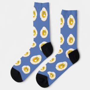 Funny Cute Cartoon Eggs Humour Food Pun Socks