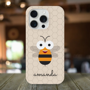 Funny Cute Cartoon Honey Bee Honeycomb iPhone 15 Pro Case