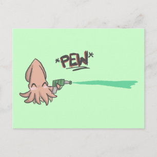 Funny Cute Cartoon Lazer Squid Postcard