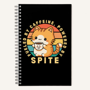 Funny Cute Cat Animal Coffee Quote Retro Sunset Notebook