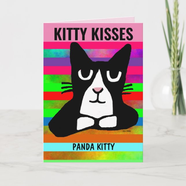 FUNNY CUTE CAT BIRTHDAY PANDA KITTY GREETING CARD (Front)