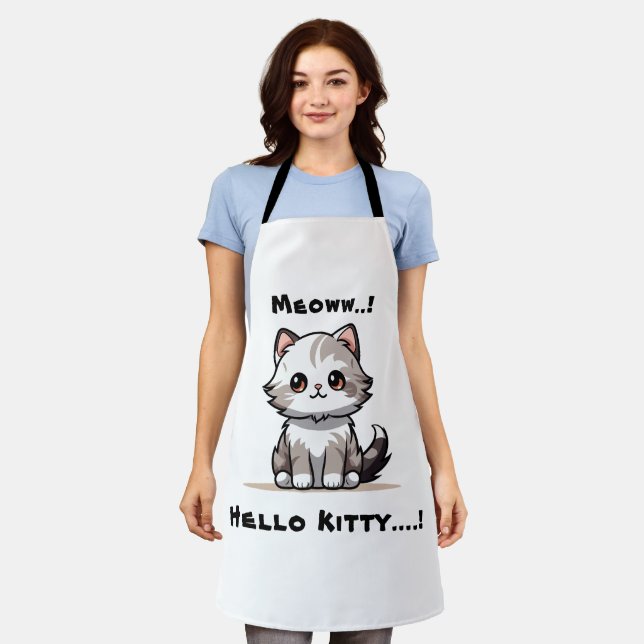 Funny Cute Cat Catmas Humour  Apron (Worn)