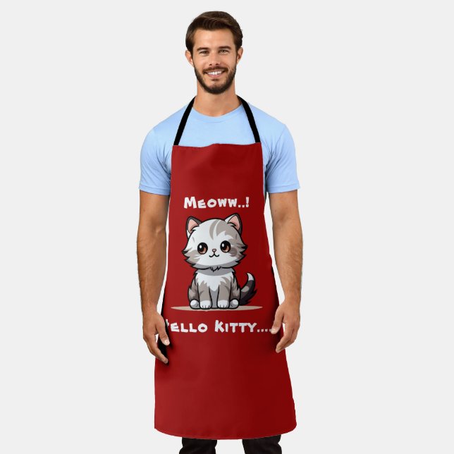 Funny Cute Cat Catmas Humour  Apron (Worn)