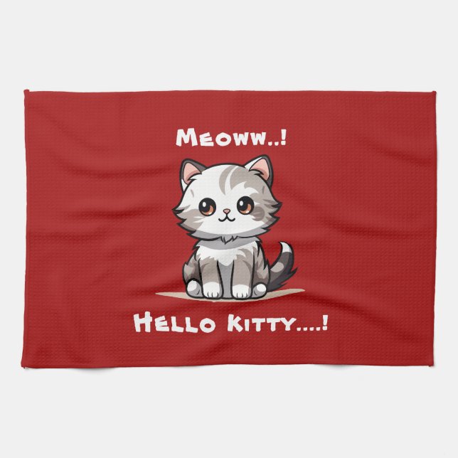 Funny Cute Cat Catmas Humour  Kitchen Towel (Horizontal)