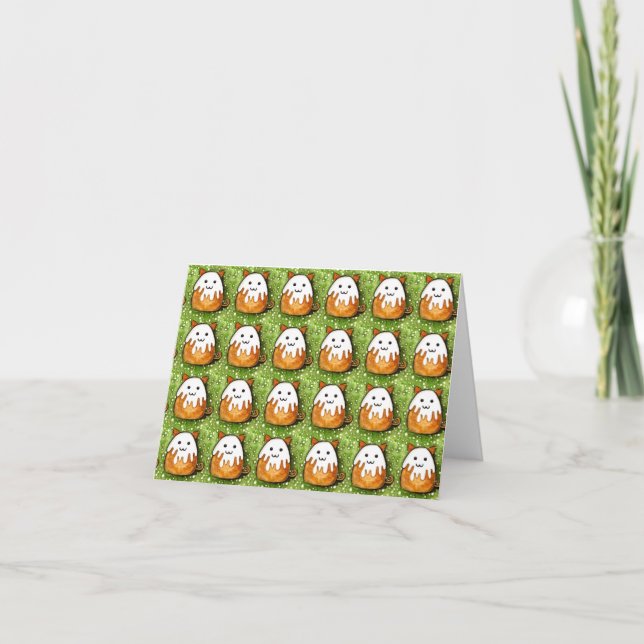 Funny Cute Cat Christmas Pudding card (Front)