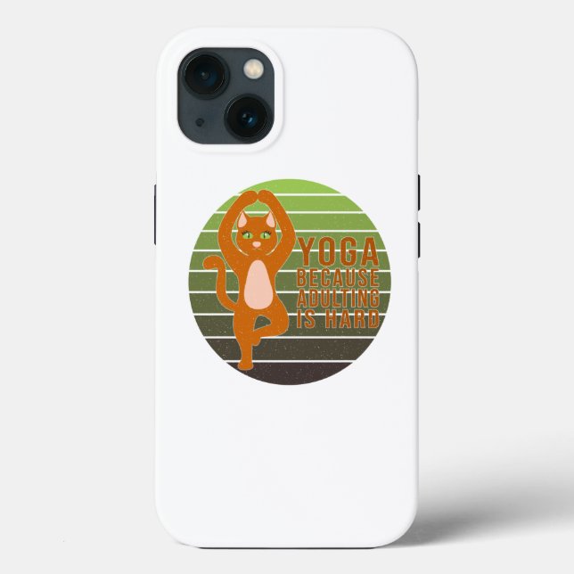 Funny cute cat doing yoga. funny yoga design Case-Mate iPhone case (Back)