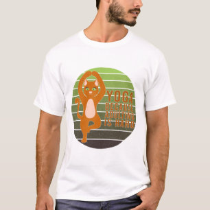 Funny cute cat doing yoga. funny yoga design T-Shirt