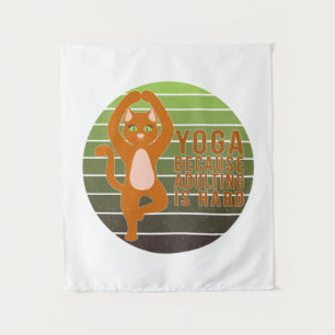 Funny cute cat doing yoga. funny yoga design tapestry