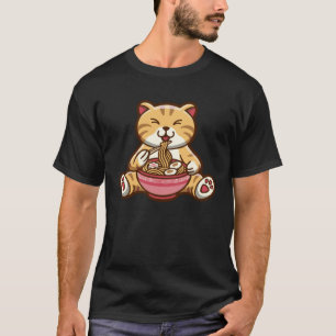 Funny cute cat eating spaghetti T-Shirt