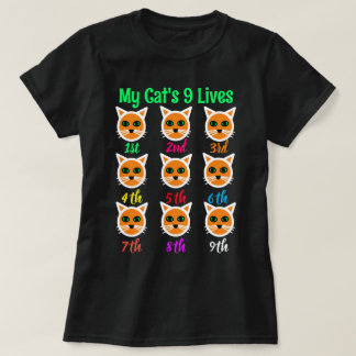 Funny Cute Cat Lover My Cat's 9 Lives Black Womens T-Shirt
