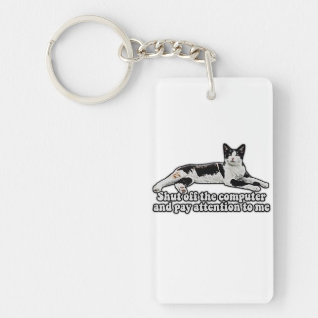 Funny cute cat meme for cat owners and cat lovers keychain (Front)