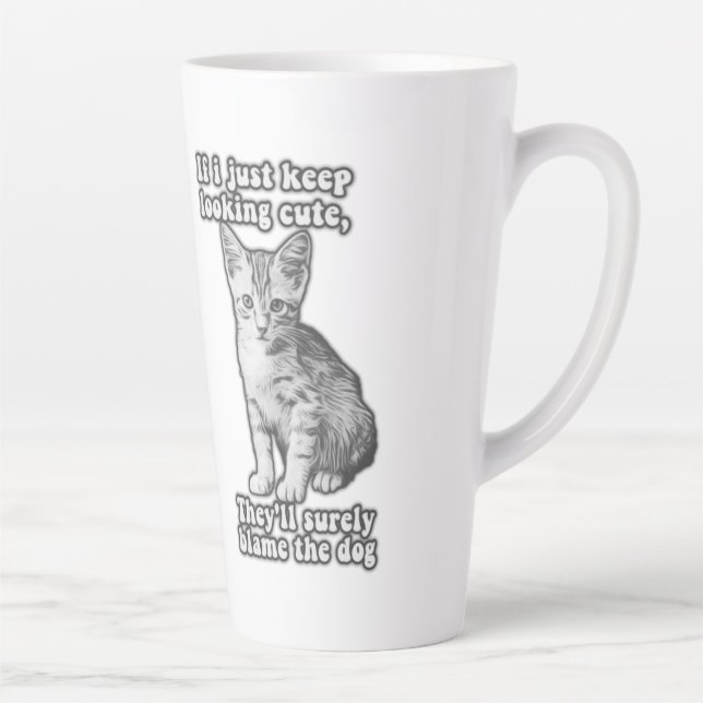 Funny cute cat meme for cat owners & kitty lovers latte mug (Right)