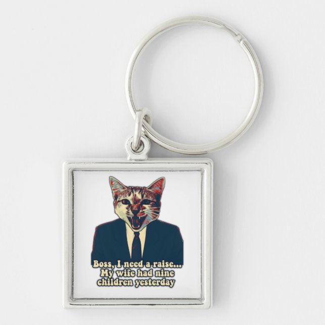 Funny cute cat meme for cat persons and cat lovers keychain (Front)