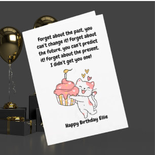 Funny Cute Cat Modern Birthday Greeting Card