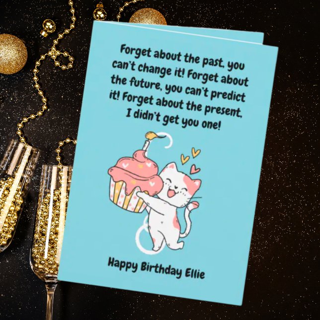 Funny Cute Cat Modern Birthday Greeting Card (Creator Uploaded)