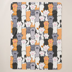 Funny Cute Cat Paw Pattern Sherpa Blanket