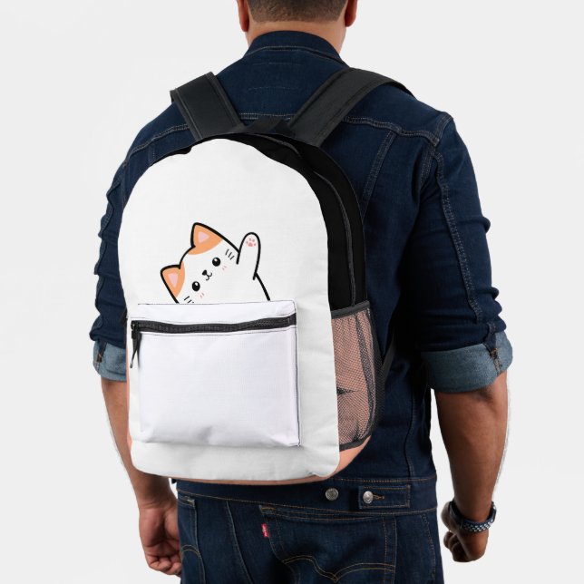 Funny Cute Cat Printed Backpack (Insitu (Model))
