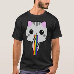 Funny Cute Cat Puke Kitten Puking Rainbow T-Shirt